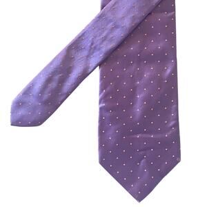 Thomas Pink Neck Tie - 100% Silk - Purple polkadot - 3.5" x 59.15"
